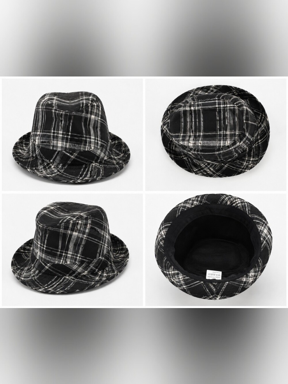 Black Plaid Fedora Hat - Men